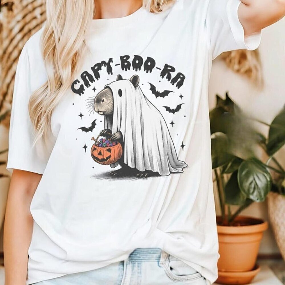 Funny Capybara Halloween Moody Animal Graphic Unisex T-Shirt